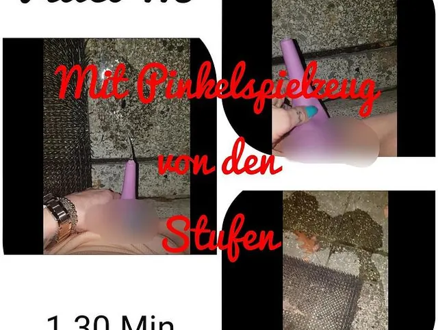 Mit Pinkelspielzeug von den Stufen