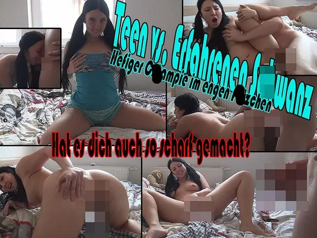 Teen vs. Erfahrenen Schwanz. Heftiger Creampie im engen Fötzchen