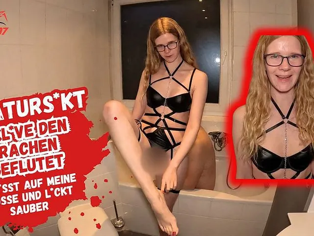 Sklavensau voll in die Fresse gepisst! Danach sind meine Füße dran!