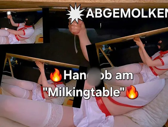 Handjob am Melktisch ! Sexy Krankenschwester melkt Schwanz !
