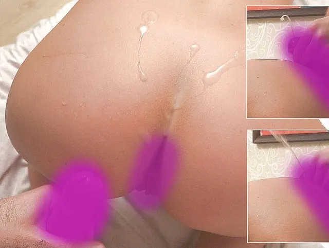 Masturbieren und Sperma auf runden Arsch Angie