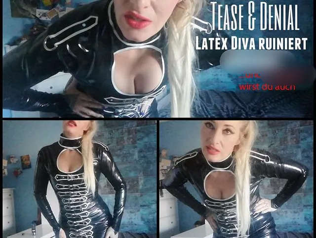 Tease and denial + CEI!  Latex Göttin ruiniert Dir den Orgasmus!
