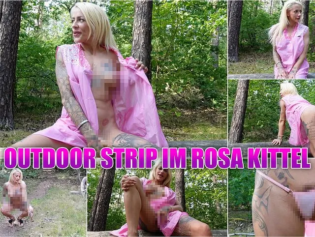 Public Strip im rosa Dederonkittel