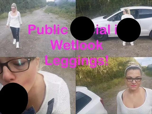 Public Facial in Wetlook Leggings!