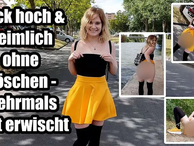 Fremde Stadt: Rock kurz hoch & heimlich ohne Höschen - Natursekt und Show Off!