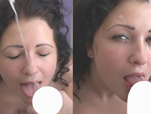 Cum auf Gesicht Brünette mit big ass nach Doggystyle Pose