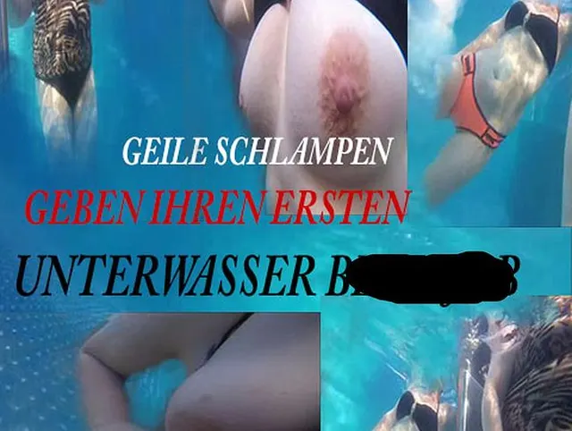 Geile Schlampen geben ihren ersten Unterwasser-Blowjob
