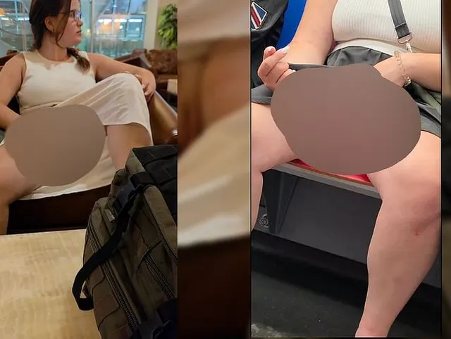 Mich in U-Bahn und am Flughafen gezeigt