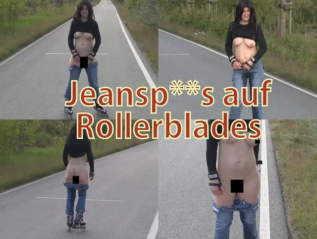 Jeanspiss auf Rollerblades