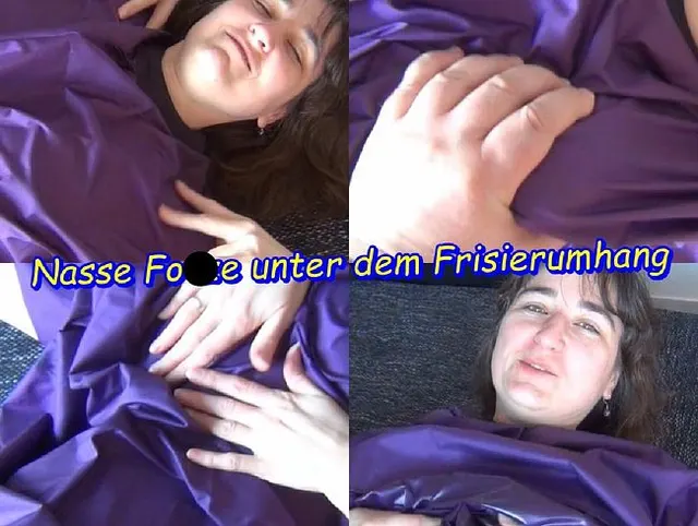 Nasse Fotze unter dem Frisierumhang