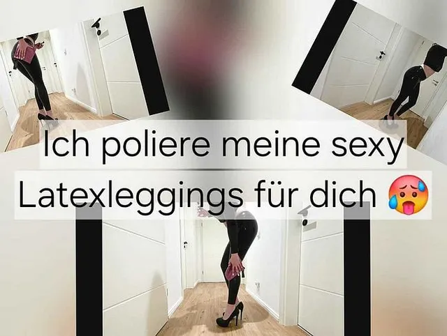 LATEX ! 100% Ich bringe meine schwarze Latexleggings zum glänzen !!