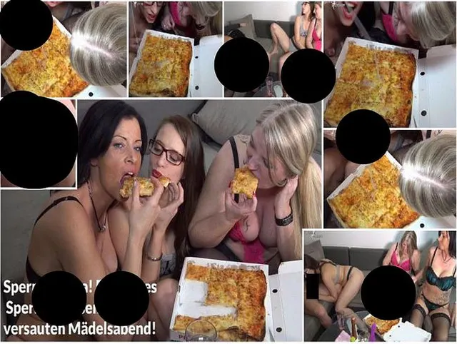 Sperma-Pizza! Perverses Sperma fressen beim versautem Mädelsabend!