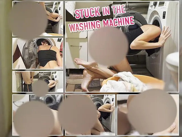 Fickt ihren Arsch, während sie in der Waschmaschine steckt - Amateur Babe CREAMPIE