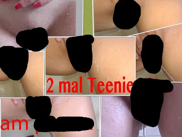 2 mal geiles Pissen aus nasser Teenie Möse in der Wanne