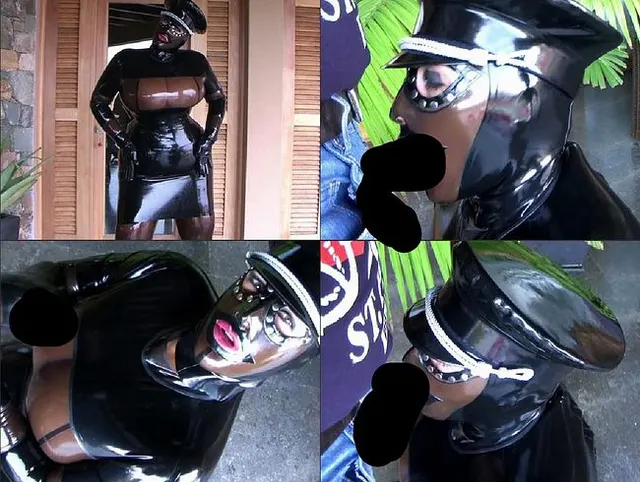 Strenge Latex Uniform Blowjob Lady mit Maske