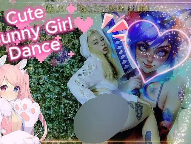 Bunny-Mädchen im rosa Anzug tanzt und neckt dich mit ihrem Arsch