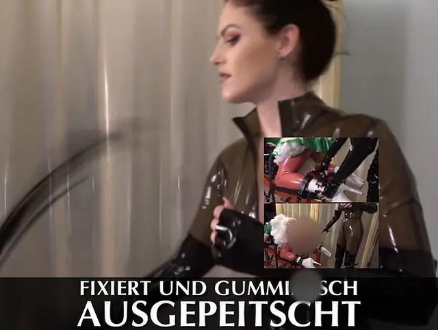 Fixiert und Gummiarsch ausgepeitscht